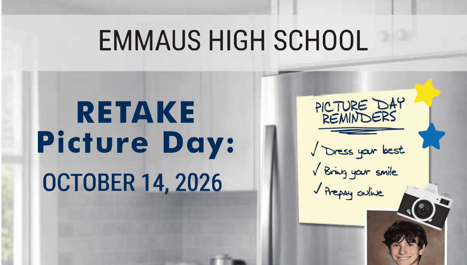 Picture Retake Schedule for Wednesday, October 14th
