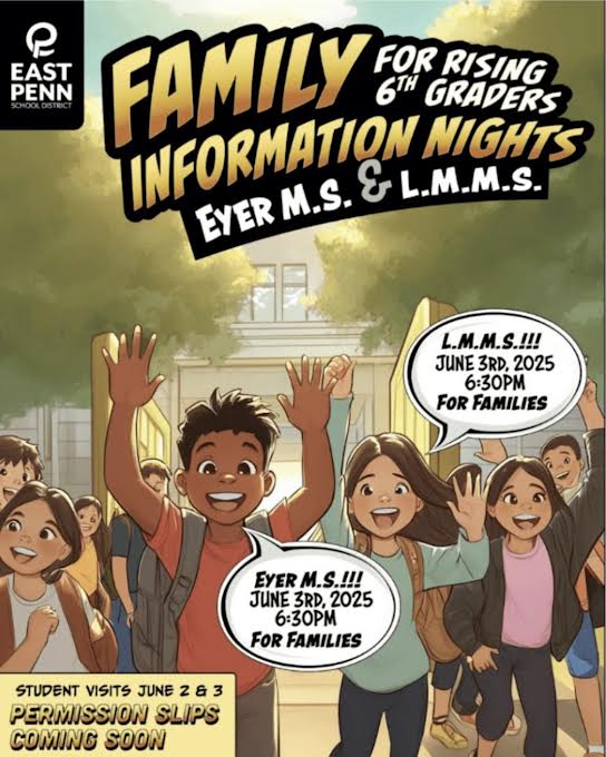 5th to 6th Grade Transition Events - We will be welcoming current 5th grade students and their families to campus on Tuesday, June 3rd as we complete targeted transition activities focused at supporting our next group of incoming Bulldogs! 5th Grade Student Transition Visits - All current EPSD 5th grade students who will attend Eyer in the fall will visit the school during the day for an introduction to the building and key staff members who will support their transition to middle school. Students will be welcomed by a performance from the Eyer Jazz Band, hear important information from the administration, and take small group tours led by members of the National Junior Honor Society. 5th Grade Parent/Guardian Information Night Presentation - Parents and guardians of current 5th grade students are invited to attend the 5th Grade Information Night, designed to support families as their children prepare to transition to 6th grade at Eyer this fall.The presentation will take place at 6:30 PM in the Eyer Auditorium. We look forward to welcoming our incoming families and sharing helpful information for this important transition!