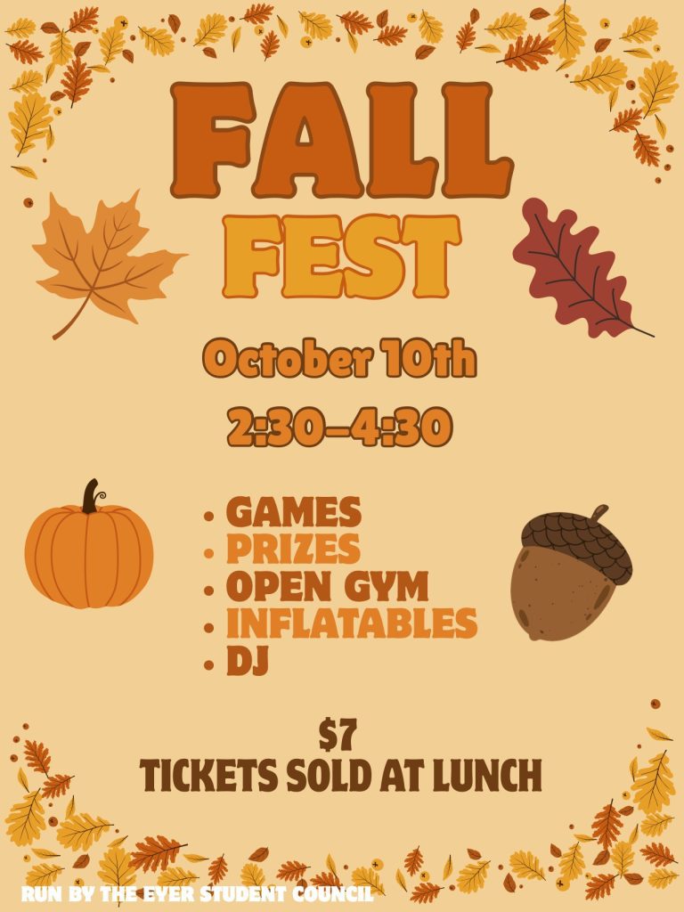 Fall Fest is back! Interested students can join us on Friday, October 10, from 2:30 to 4:30 PM for an after school social activity sponsored by Student Council. Attendees will experience an afternoon filled with carnival games, athletic challenges, inflatables, a DJ, and plenty of non-digital fun with peers! Tickets will be on sale for $7 during all lunches from October 6–10. Fall Fest is a student favorite, a perfect way to celebrate the season and have fun together as we transition from summer to fall!