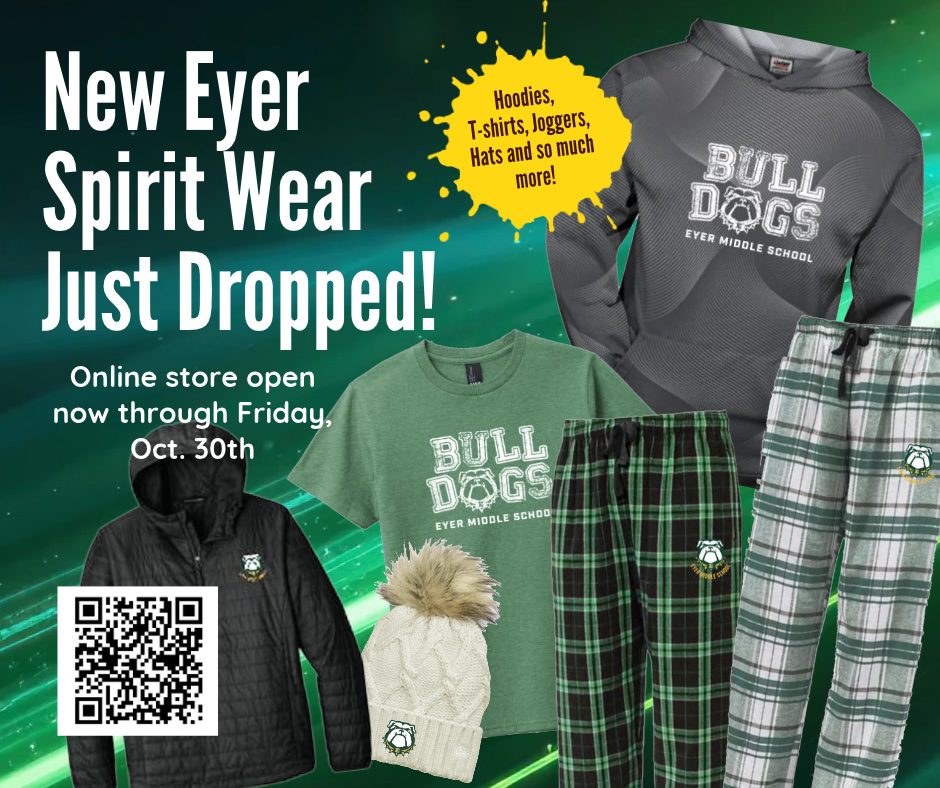 Show your Eyer pride! The Eyer PTO’s Fall Online Attire Sale is open for students and families. Explore a wide selection of styles and find your favorite spirit wear! - Shop Here - https://tinyurl.com/49fyfuwa - The store closes October 30 at 12 AM All items are custom made to order and cannot be returned or exchanged. Please review sizes, colors, product descriptions, and size charts carefully, as sizing varies by brand. No extra items will be available after delivery.