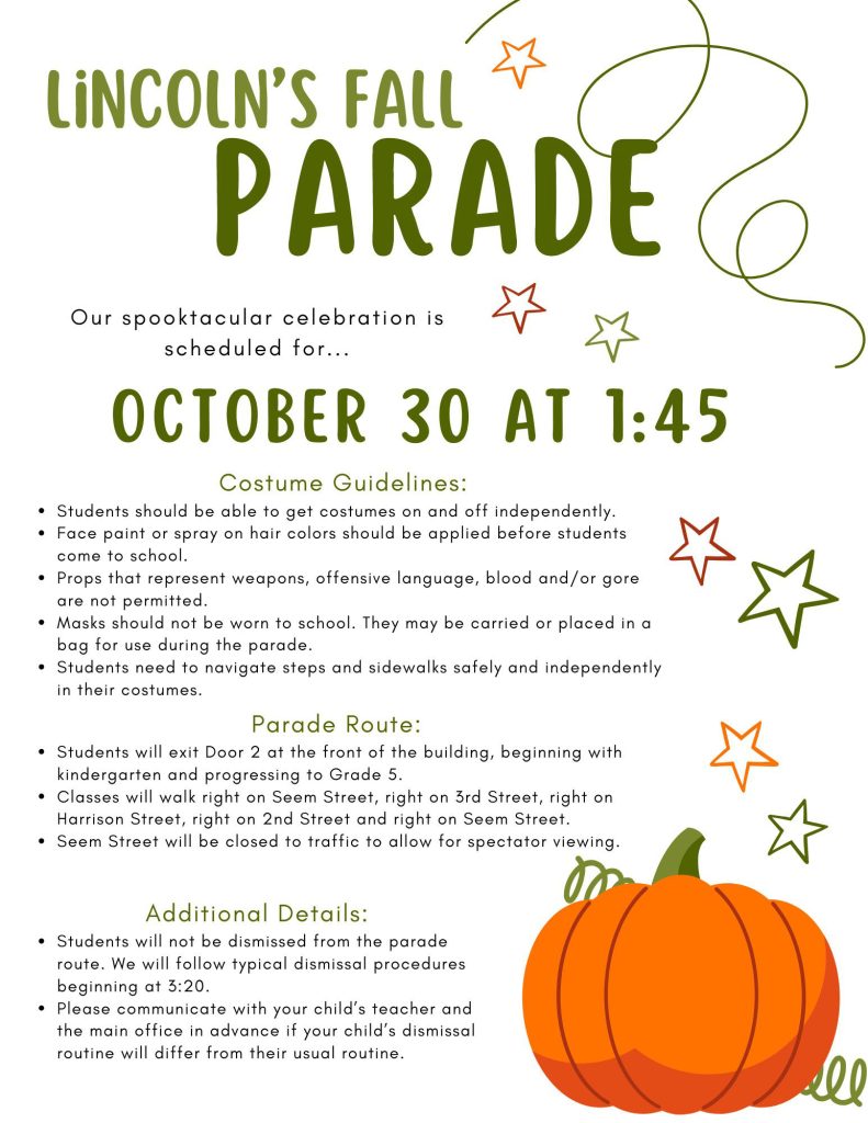 Lincoln's Fall Parade. Details below.