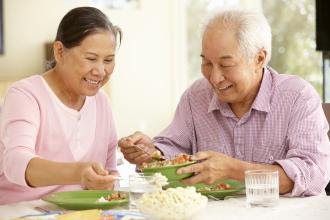 Older couple eating