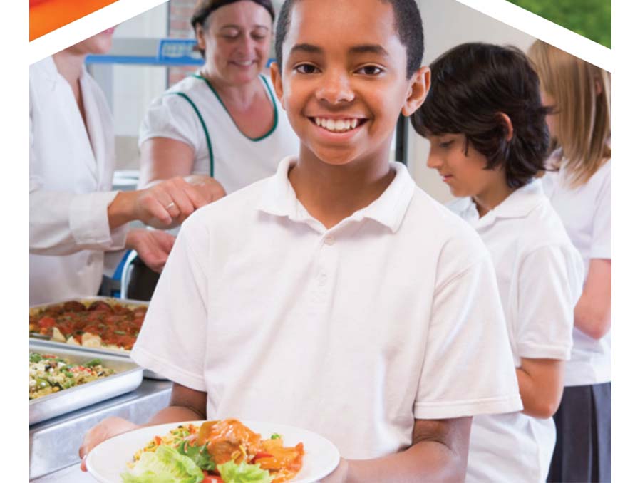 Student eating school lunch