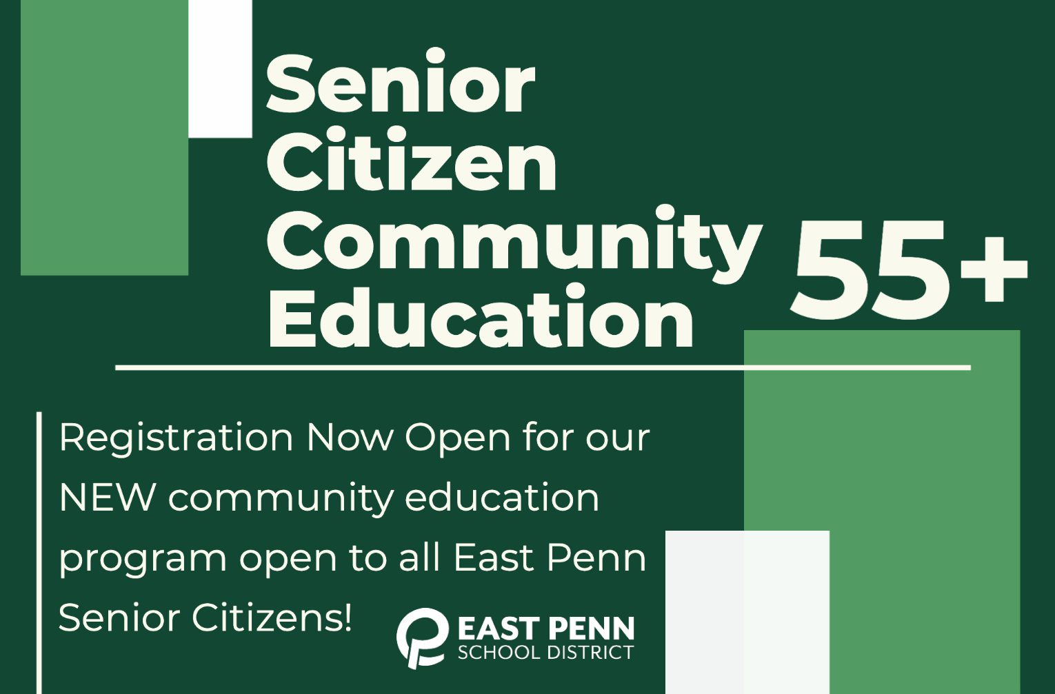 Registration for Fall Senior Citizen Community Education is NOW Open