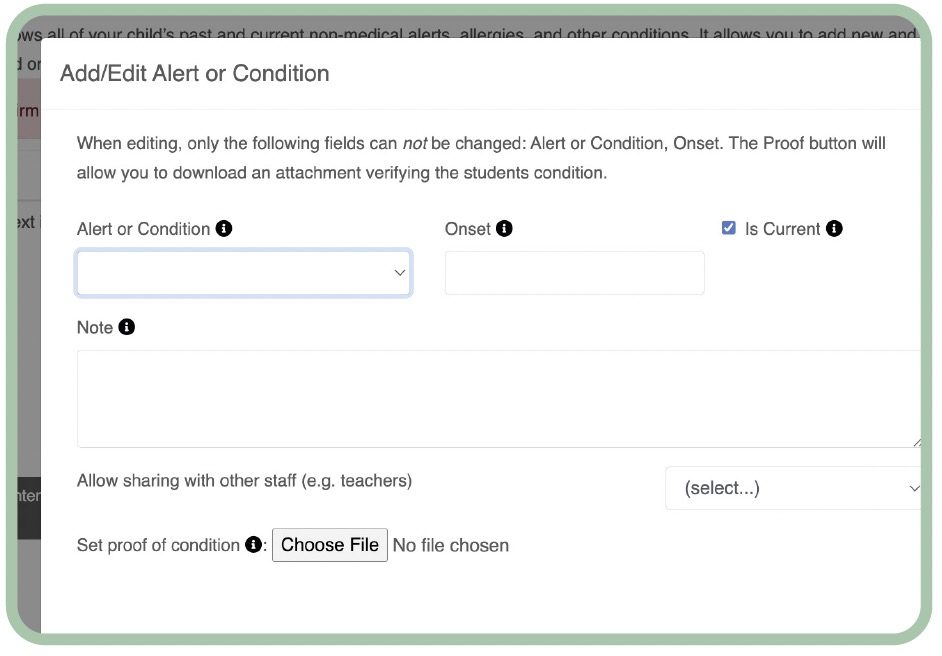 alert and condition screenshot