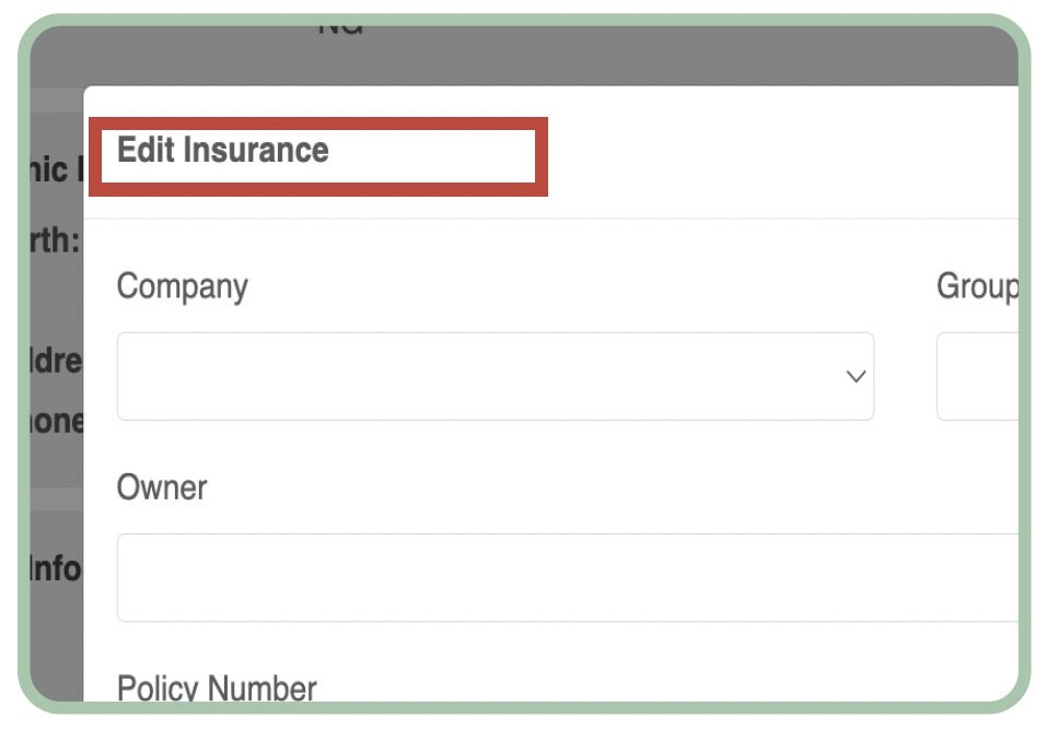 insurance information screenshot