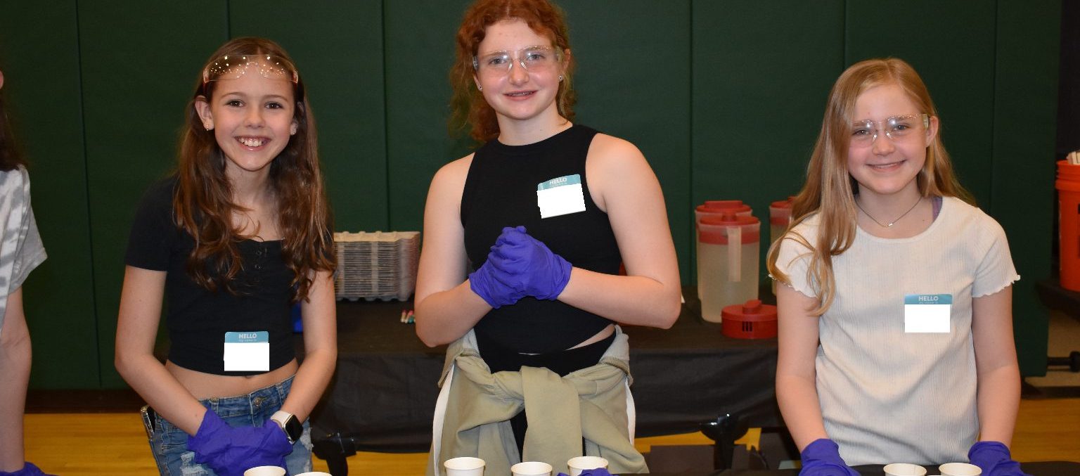 Eyer Middle School Girls working on a project