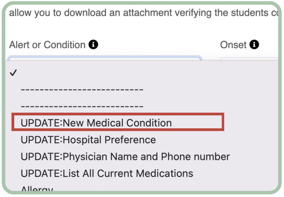 Update: New Medical Condition Screenshot