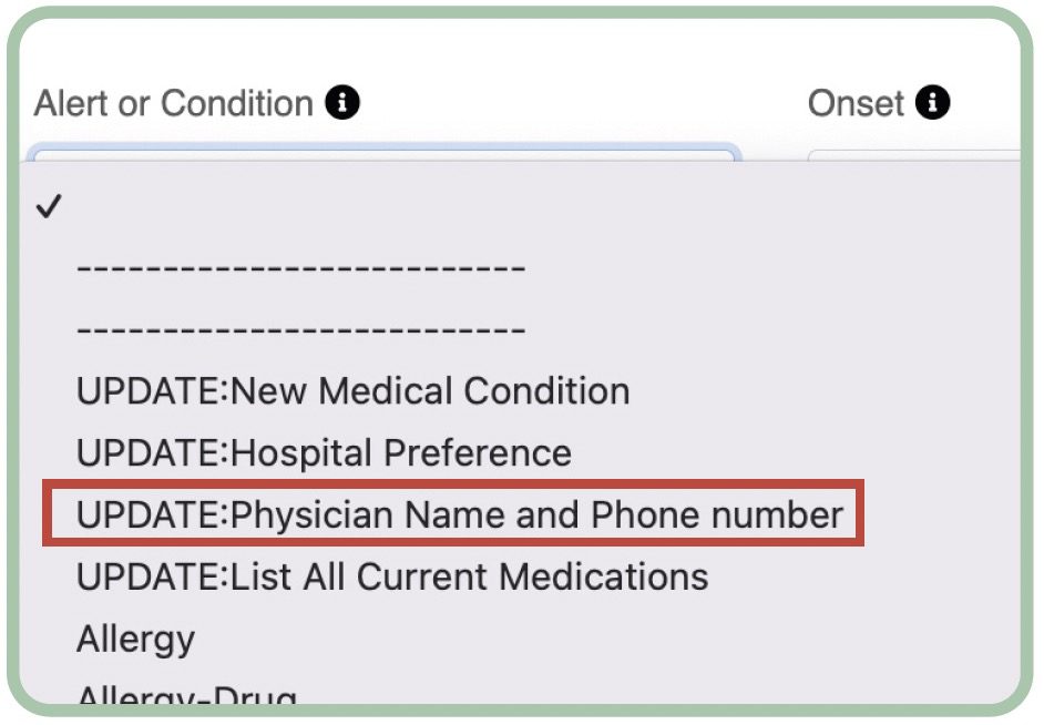Update Physician Information screenshot