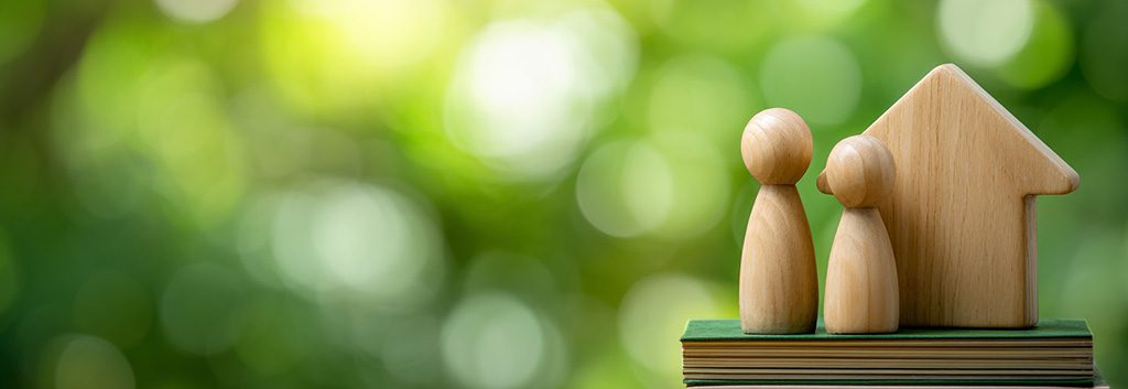 Abstract shape representing a family with books