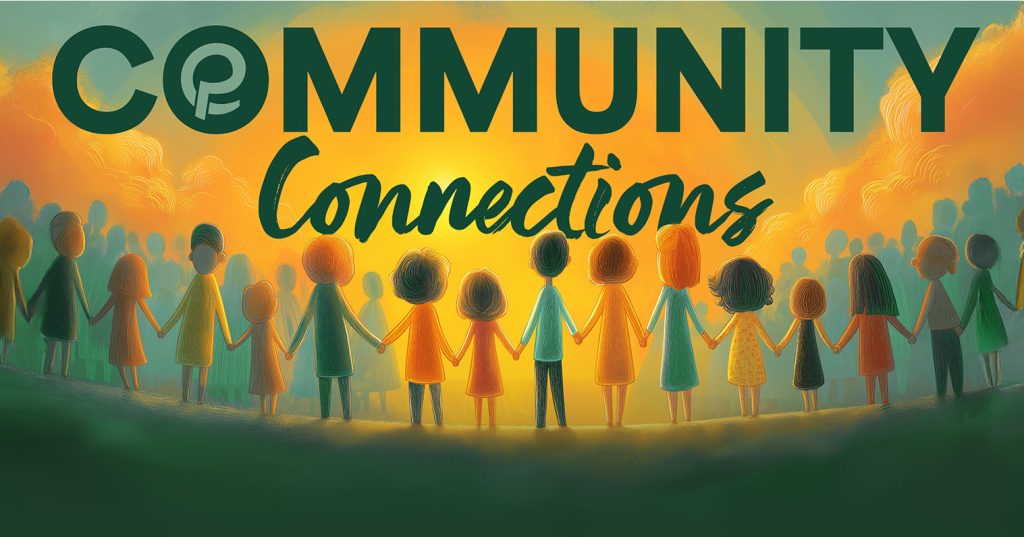 Community Connections Banner - Picture of a community of people holding hands